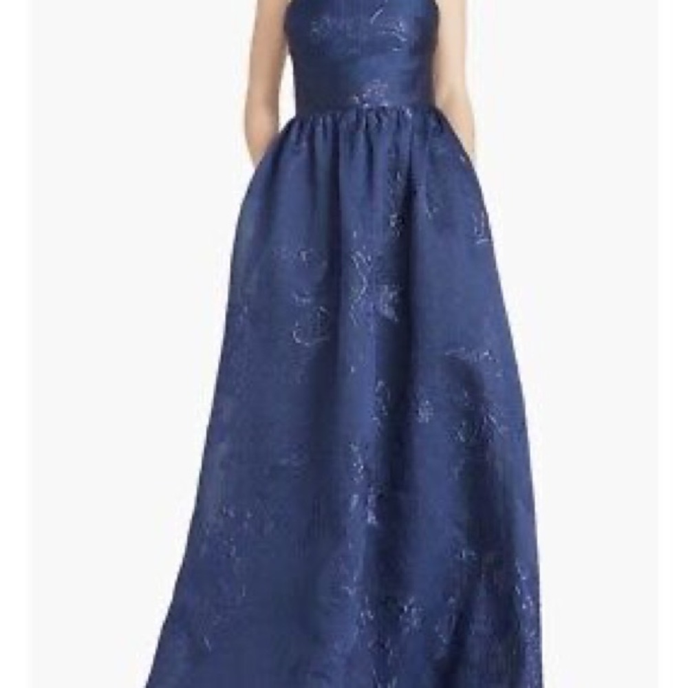 Monique Lhuillier Blue Strapless Embellished Gown